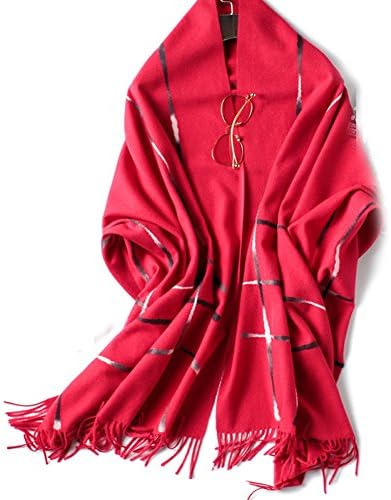 Women's Pashmina Long Scarf Lady Solid Cashmere Shawls Wool Wraps Thick Soft Winter Warm (Red)