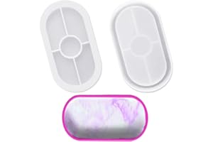 AFUNTA DIY Oval Silicone Coaster Mold,2 Pcs Soft Flexible Oval Crystal Silicone Molds for Casting with Resin, Concrete, Cement and Polymer Clay - Transparent White