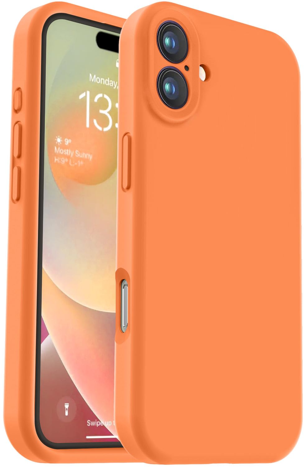 Photo 1 of Vooii Compatible with iPhone 16 Case, Liquid Silicone Upgrade [Camera Protection] [Soft Anti-Scratch Microfiber Lining] Shockproof Phone Case for iPhone 16 6.1 inch - Bright Orange
