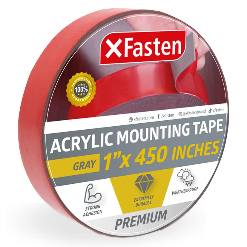 XFasten Extreme DoubleSided Acrylic Mounting Tape Removable, Gray, 1