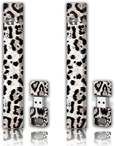 2 Pack - Juul Skin Wrap Vinyl Sticker Decal | JUUL Charger Skin & Prep Pad - Snow Leopard