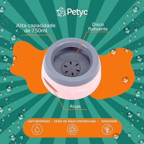 Bebedouro Para Cachorro Gato Pelo Longo Não Molha PETYC Pote de Água Antiderrapante Pelo Sequinho (Azul Turquesa)