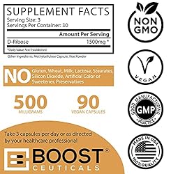 BoostCeuticals D Ribose Capsules Vegan Pure No