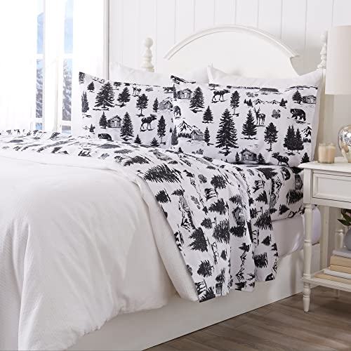 Great Bay Home 100 Turkish Cotton King Winter Lodge Flannel Sheet Set