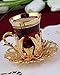 Turkish Tea Set for 6 - Glasses with Brass Holders Lids Saucers Tray Glass Spoons,25 Pcs (Gold)