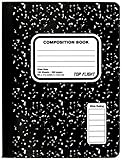 Top Flight Sewn Composition Book, Black and White Marble, Wide Rule, 100 Sheets (41353)