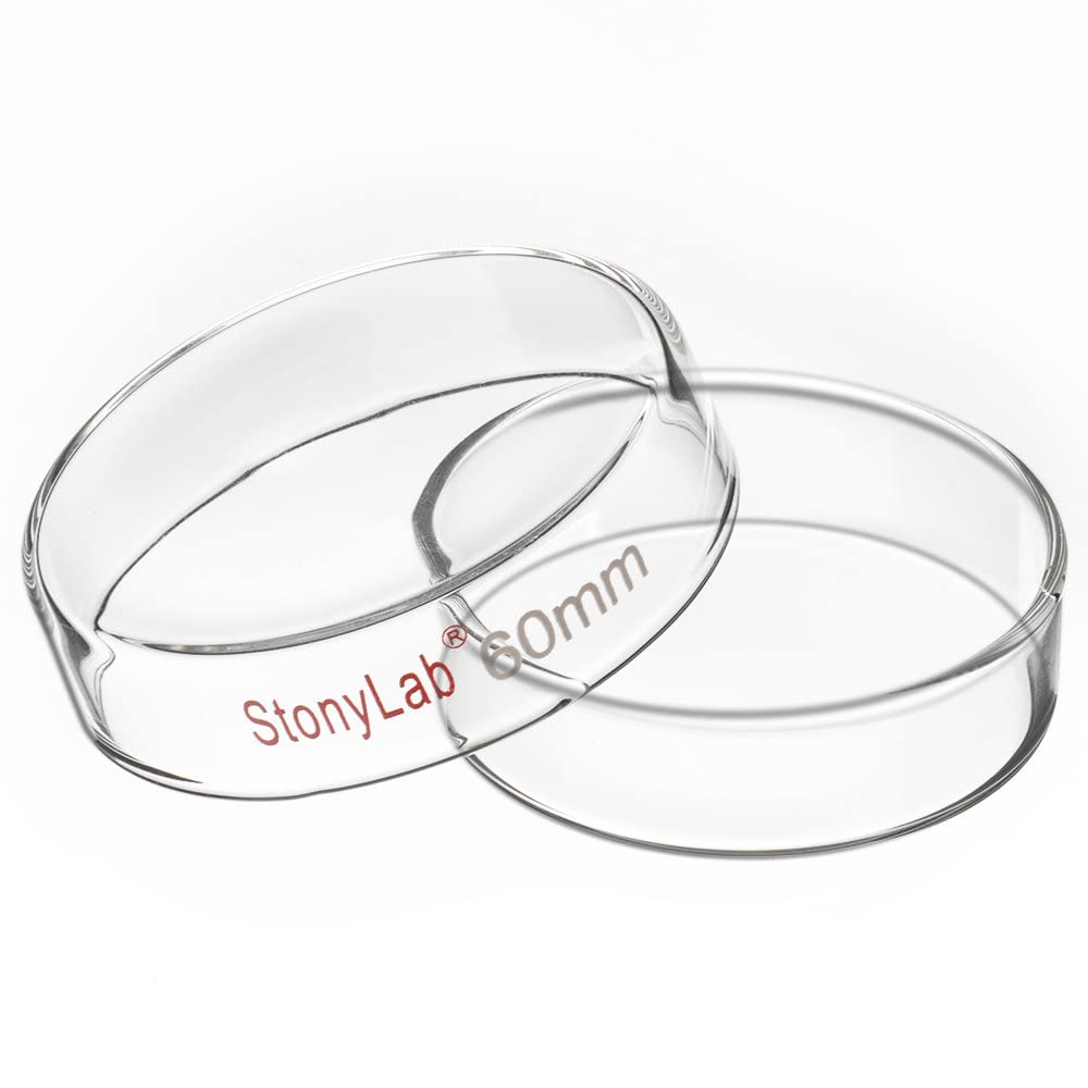 stonylab Glass Petri Dish, 60x15 mm Borosilicate Glass Clear Culture Dish with Clear Lid for Laboratory, 1-Pack