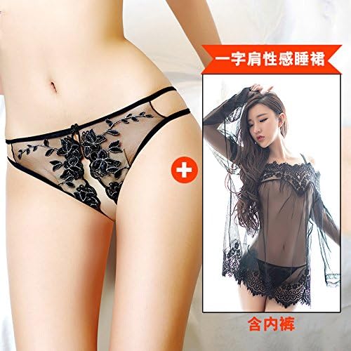 GAOQIANGFENG Lingerie, lace, lace, embroidery and sexy underwear,F,Red [sexy open panties]