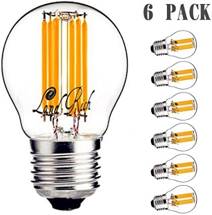LED Light Bulbs, 6W G45(G14) LED Bulbs 6 Pack 60 Watt Equivalentt Edison Style Light Bulb Warm White Dimmable 2700K LED Filament Bulb E26 Base Bulbs Land Rich (6W)