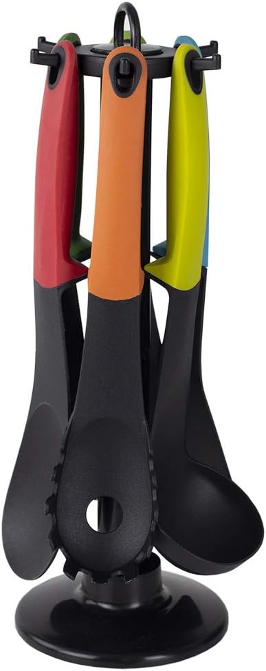 Home Basics, Multi 6 Piece Silicone Heat Resistant Cooking Non-Stick Kitchen Utensils Cookware Tool Set with Colorful Handle for Cooking & Baking, Multicolor: Kitchen & Dining
