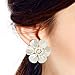 AeraVida Pretty White Mother of Pearl Flower Clip On Earrings for Women | Handmade Mother of Pearl Shell, Cultured Freshwater Pearl Earrings | 40 mm Width