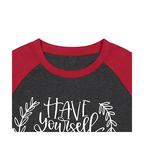 Merry Christmas T-Shirt Women Have Yourself A Merry Little Christmas Shirt Long Sleeve Graphic Tees Christmas Baseball… - Image 4