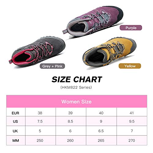 Clorts Women's Classic Hiking Boots Waterproof Suede Leather Lightweight Hiking Shoes Grey/Pink US Women Size 7.5 Medium Width