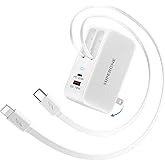 SUPERONE Retractable Charger with Dual USB Ports, 78W Retractable Wall Charger with USB C and Apple Charging Cables, USB C Charger Block for Phone 17/16/15/14/13/12/11 Series, Galaxy S25 24, Pixel