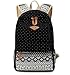 HITOP Backpacks for Teen Girls, Cute Fashion Lightweight School Bookbag Bag for Young Student (Black)