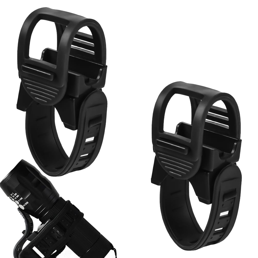 Juleioube 2 Pcs Bicycle Flashlight Mount Durable Bicycle Headlight Holder Adjustable Bike Torch Clamp for Cycling Mountain Road Bike Motorcycle