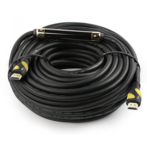 Postta HDMI Cable(100 Feet Yellow) HDMI 2.0V with Built-in Signal Booster-Support 4K,3D,1080P,Ethernet,Audio Return & Ultra HD-1 Pack - Thumbnail 2