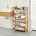 SONGMICS Bamboo Entryway Shoe Shelf Storage Organizer, Ideal for Hallway Bathroom Garden, 6-tier, Fresh Maple
