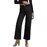 KUNMI Women's Wide Leg High Waisted Stretchy Straight Leg Jeans Baggy Loose Trendy Ankle Denim Pants