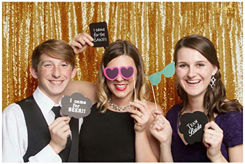 ShinyBeauty 6FTx6FT-Gold-Simple Sequin Photography Backdrop,Sequin Wedding Curtain,Sequin Photo Booth Backdrop