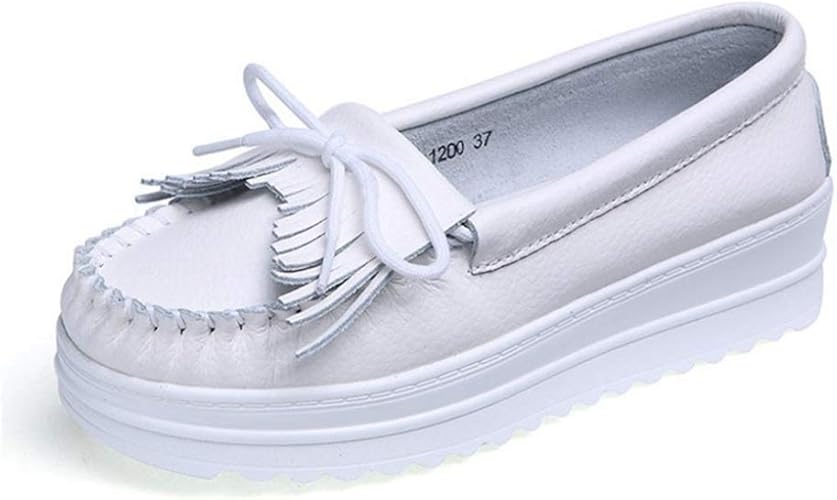 Amazon 厚底 ローファー スリッポン 本革 白 タッセル モカシンシューズ レディース 歩きやすい 疲れない 5cm身長効果 ナースシューズ フラットシューズ 大きいサイズ 看護師 介護士 幅広 3e 妊婦 ぺたんこかわいい 蝶結び 厚底靴 モカシン