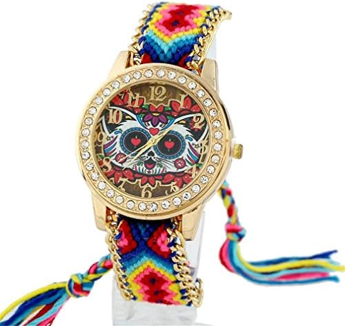 Ethnic Women Watch Vintage Cat Rhinestone Dial Fashion Wristwatch Braided Lace
