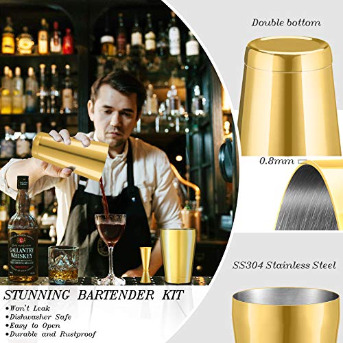 Barkeeper-Set, Boston Cocktail-Shaker aus Edelstahl, goldfarben, 13-teilig – Bild 3