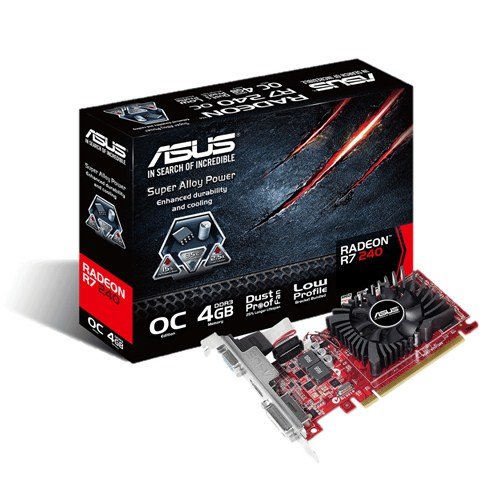 Asustek Radeon R7240-oc-4gd3-l Pci-e3 4gb ddr3 820mhz dvi hdmi vga