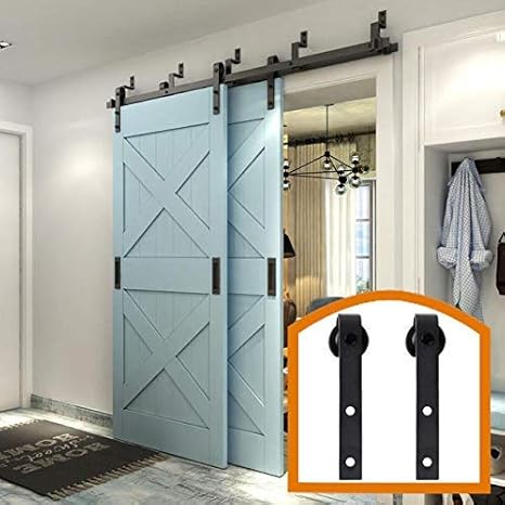 Zekoo Rustic 5 18 Ft Interior Bypass Heavy Duty Bypass Barn Door