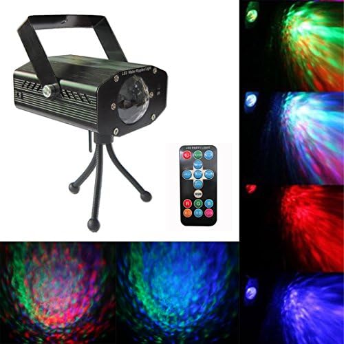 DJ Disco Party Water Stage Lights Sbolight Led Mini Water Wave Ripple Effect Projector for Stage Lighting with Remote Control Sound Activated for Christmas Thanksgiving KTV Bar Vocal Concert Birthday