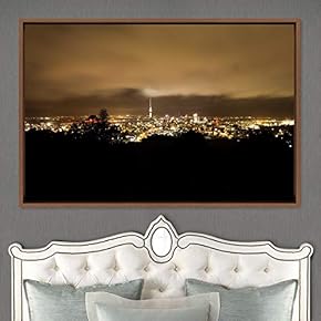 signwin Framed Canvas Wall Art City Illuminations Aerial...