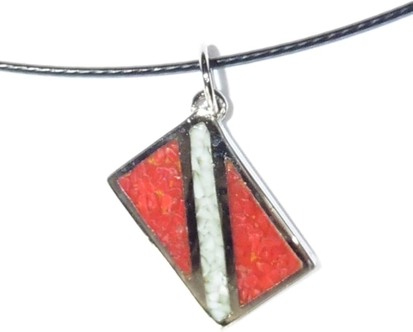 Bandera de buceo Colgante W/18 "cuello anillo – rodio W/Incrustaciones