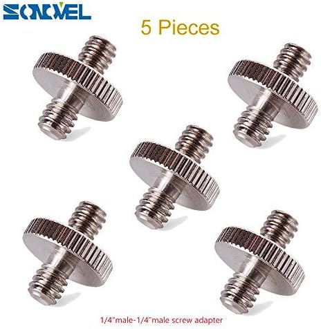 SONOVEL 5 Pieces Standard 1/4"-20 Male to 1/4"-20 Male Threaded Double Male Screws Adapter for Camera Cage/Shoulder Rig/Tripod/Socket Studio/Lighting Equipment/LED Panel/GoPro