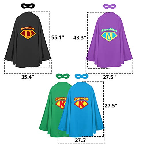 STOIE'S Family Superhero Capes and Masks, 8-Piece Set - Dress-Up Group Costume Kit for Parents and Kids - Party Supplies - Durable, Materials