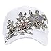 Deer Mum Ladies Denim Jean Campagne Bling Ajustable Baseball Cap Cowboy Hat(Flower 1) (White)