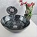 Bathroom Modern Glass Vessel Sink Faucet Pop Up Drain Combo Black