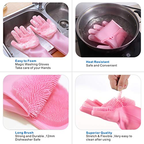 image for Idefair Magic Silicone Cleaning Gloves Kitchen Dish Washing Sponge Glo