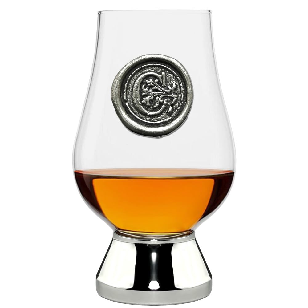 English Pewter Company Glencairn Personalised Whisky Glass with Monogram Initial - Unique Gifts for Men - with Your Choice of Initial 200ml [WGP203] (C)