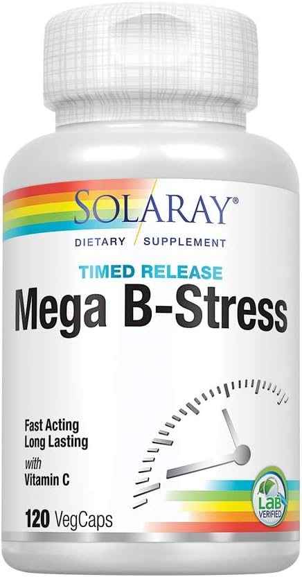 Solaray Mega Vitamin B-Stress, Two-Stage Timed-Release | Specially Formulated w/B Complex Vitamins for Stress Support | Non-GMO | Vegan | 240 Tabs: Health & Personal Care