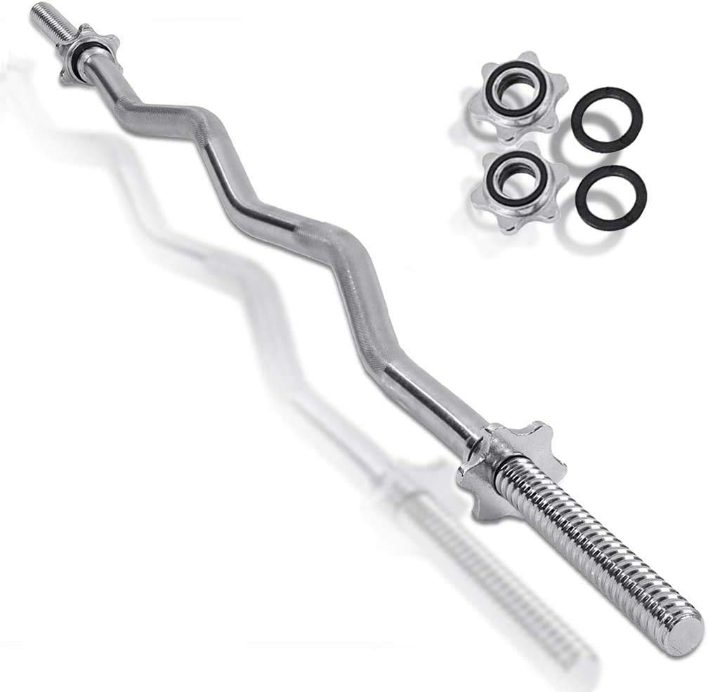DOYCE 47" Barbell Weight Bar Professional Super Standard Ez Curl Bar Electroplated Strong and Sturdy