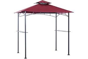 Grill Gazebo Replacement Roof - ABCCANOPY 5x8 Double Tiered BBQ Canopy Top Cover, Outdoor Grill Tent Roof for #L-GZ238PST-11 (Burgundy)