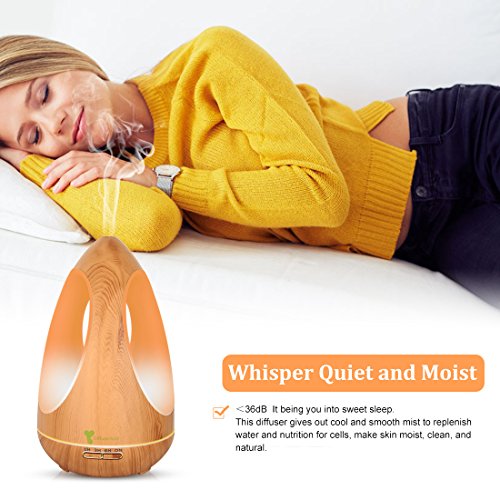 Diffuserlove Diffuser 550ML Three-sided Lamps Essential Oil Diffuser Ultrasonic Cool Mist Humidifier, 7 Color LED Lights, Waterless Auto Shut-off for Home Baby Room Office Yoga Kitchen
