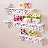 Tribesigns Modern Filigree Style Wall Mount Floating Shelves for CD Book Display Storage Canddle Utility Rack, Set of 3, White