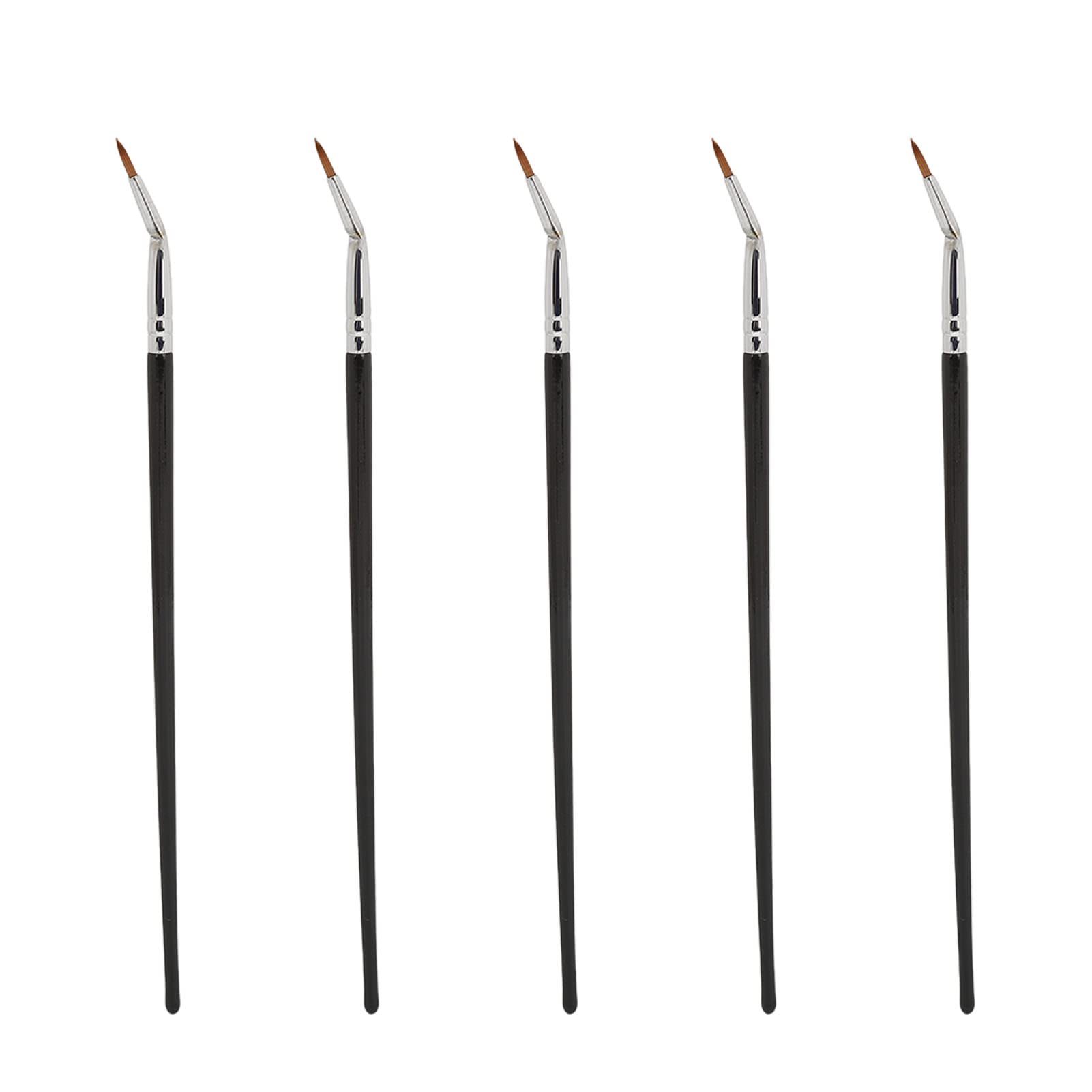 Jiawu Bent Eyeliner Brush, Professional Makeup Brushes, Angled Eyeliner Brush with Soft Fiber Hair, Wet & Dry Use, 5 Pack