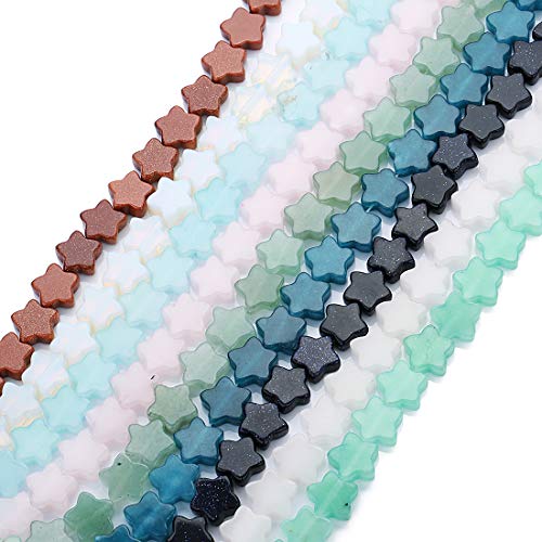 Linsoir Beads 12X12mm Opal Gemstone Star Beads Crystal Star Loose Beads for DIY Jewelry Making 20 pcs/Strand