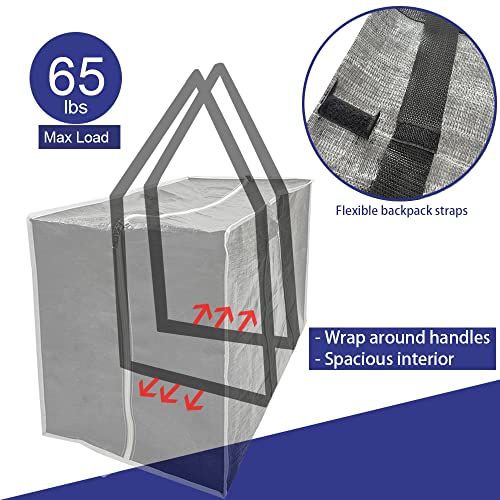 ORACHA Large Storage Bags-119L 26gallons, Heavy Duty Moving Bags w/ Backpack Straps, Handle-Max Load: 65lbs, Waterproof Storage Bag for Traveling, Under Bed and Christmas Decorations Storage, 1 Pack