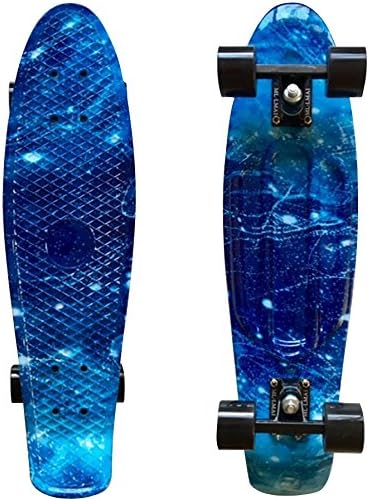LMAI 27'' Cruiser Skateboard Graphic Series Galaxy Blue Starry Board On Black wheels