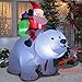 GOOCHI 6 Foot Christmas Inflatables Outdoor Yard Decoration Santa on Bear Inflatable Bear with Santa and Gifts Lighted for Home