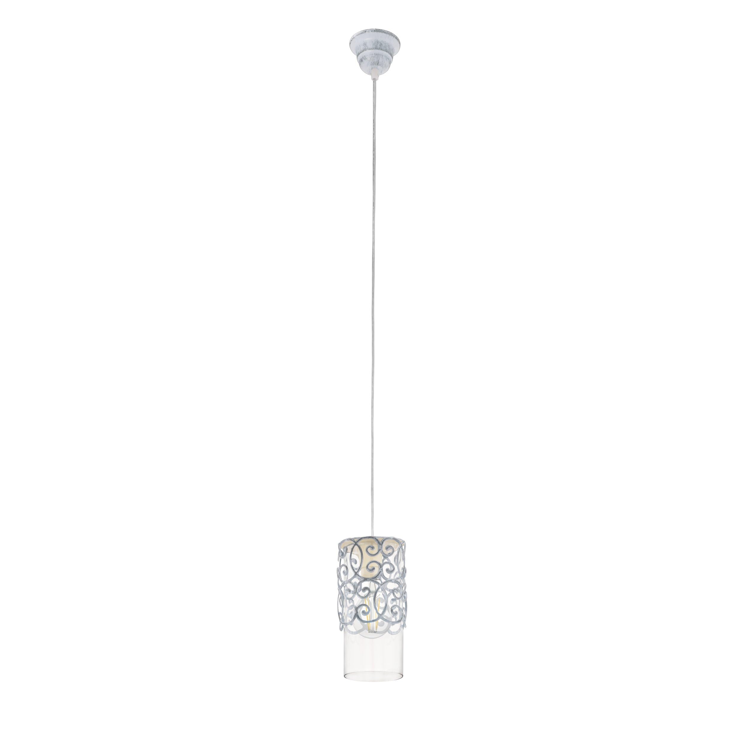 Eglo Pendant Light Cardigan, 1-Light Hanging Lamp Vintage, Retro, Pendant Lamp Made of Steel and Glass in Grey-Blue, Clear, Dining Table Light, Hanging Living Room Lamp with E27 Socket