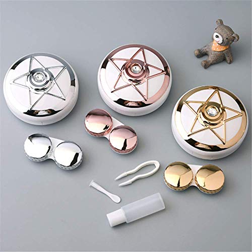 ZHU YU CHUN Cute Contact Lens Case Travel Portable Contact Lens Box Container Holder with Mirror (Pack of 3)